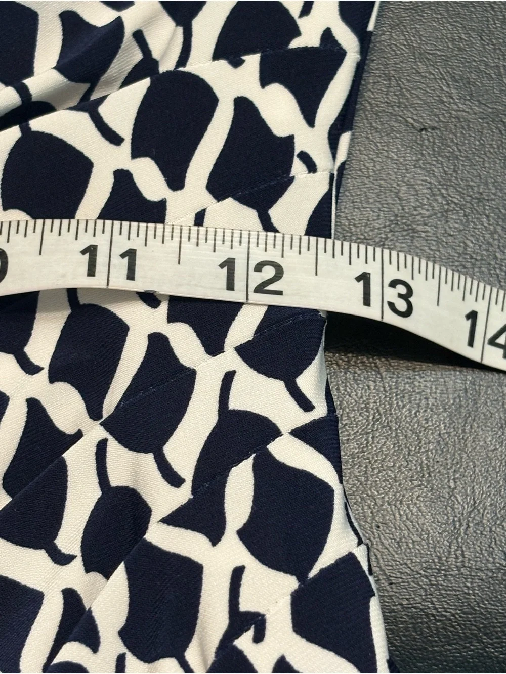 Ralph Lauren Navy and White Geometric Midi Sheath Dress